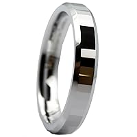 Custom Engraved White Tungsten Carbide 4mm Polished Center Tiled Wedding Band Ring