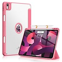 Soke for iPad Air Case (5th/4th Generation, 2022/2020) with Pencil Holder-Auto Sleep/Wake + Camera Protection, Shockproof Back Cover for iPad Air 10.9 Inch, Pink