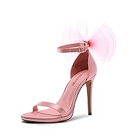 DREAM PAIRS Women's High Stiletto Heels for Women Open Toe Adjustable Bow Ankle Strap Pump Heeled Sandals Wedding Bridal Party Prom Dress Shoes