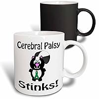 3dRose Cerebral Palsy Stinks Skunk Awareness Ribbon Cause Desig - Mugs (mug_115419_3)