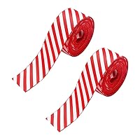 Christmas Ribbon, 2 Rolls 10 Yards Red and White Striped Ribbon, Gift Wrapping Ribbon, Candy Cane Wrapping Ribbon for Christmas Wreath Bow DIY Craft Home Decoration (2.5cm Width)