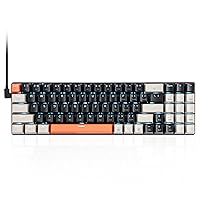 HUO JI USB Mechanical Keyboard Wired with Number Pad, Led Backlit, Blue Switch, Compact 78 Keys for PC/Computer/Laptop Gaming and Office, Black/Grey