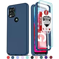 LeYi for Moto G Stylus 5G Case, Moto G Stylus 5G 2021 Case with [2 x Glass Screen Protector] for Men, Full-Body Shockproof Soft Liquid Silicone Hybrid Protective Phone Case for G Stylus 5G 2021, Blue