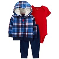 Carter's Baby Boys' Cardigan Sets, Blue Plaid/Red, 18m
