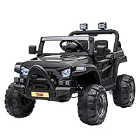 TOBBI 12v Kids Ride On Truck with Remote Control, Battery Powered Ride on Toy Car w/Music, MP3, Safety Belt, Black