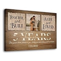 Wife Husband Couple 5 Years Together Personalized Canvas Art, Poster and Wall Art Picture Print Modern Family Bedroom Decor Posters Full Size