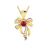 Spider Shape Lab Made Red Ruby 925 Sterling Silver Pendant Necklace with Cubic Zirconia Link Chain 18
