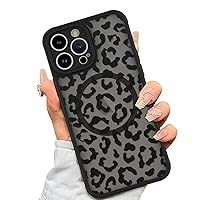 AIGOMARA Case for iPhone 15 Pro Max [Compatible with MagSafe] Black Leopard Pattern Design Case for Women Girls Men Soft TPU Bumper Hard PC Back Anti-Fall Shockproof Protective Slim Cover