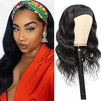 Amella Hair Headband Human Hair Wigs Glueless Body Wave None Lace Front Wigs Brazilian Virgin Hair Machine Made Human Hair Headband Wigs for Black Women 150% Density(14