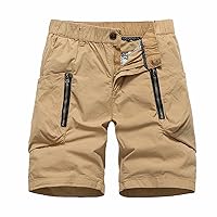 Men's Cargo Shorts Elastic Waistband Relaxed Fit Summer Casual Cotton Work Shorts Athletic Fishing Hiking Casual Short