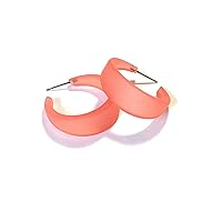 Coral Frosted Large Marilyn Lucite Hoop Earrings - MARL-OR-1