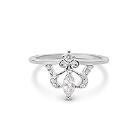 Marquise Round 0.25CT Moissanite Tiara Ring 925 Sterling Silver Fleur De Lis Tiara Anniversary Ring Dainty Promise Engagement Rings for Women Size 4 to 10