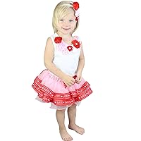 Petitebella Elegant Garden Rose White Top Pink Red Love Satin Trim Girl Skirt Set Nb-8y