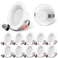 Energetic 10 Pack 660LM Dimmable LED Recessed Lighting 4 Inch Downlight, 10W=75W Equivalent, 3000K Warm White, Baffle Trim Can Light, Simple Installation, ETL & Energy Star Listed, Damp Rated