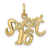 Saris and Things 14k Yellow Gold Sweet 16 Charm Pendant