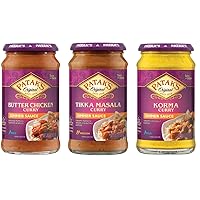 Simmer Sauce, 15 Oz (Pack of 3), Variety Pack (1 Butter Chicken, 1 Tikka Masala, 1 Korma), No Artificial Flavors, Gluten Free, Vegetarian Friendly