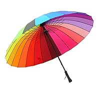 24k Color Rainbow Umbrella Fashion Long Handle Straight Anti-UV Sun/Rain Stick Umbrella Manual Big Parasol