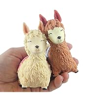 Set of 2 Sand Alpaca Llama - Sand Filled Squishy - Rubber Chicken Moldable Sensory, Stress, Squeeze Fidget Toy ADHD Special Needs Soothing (Random Colors)