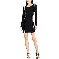Womens Zippered Sweater Dress, Black, XX-Small