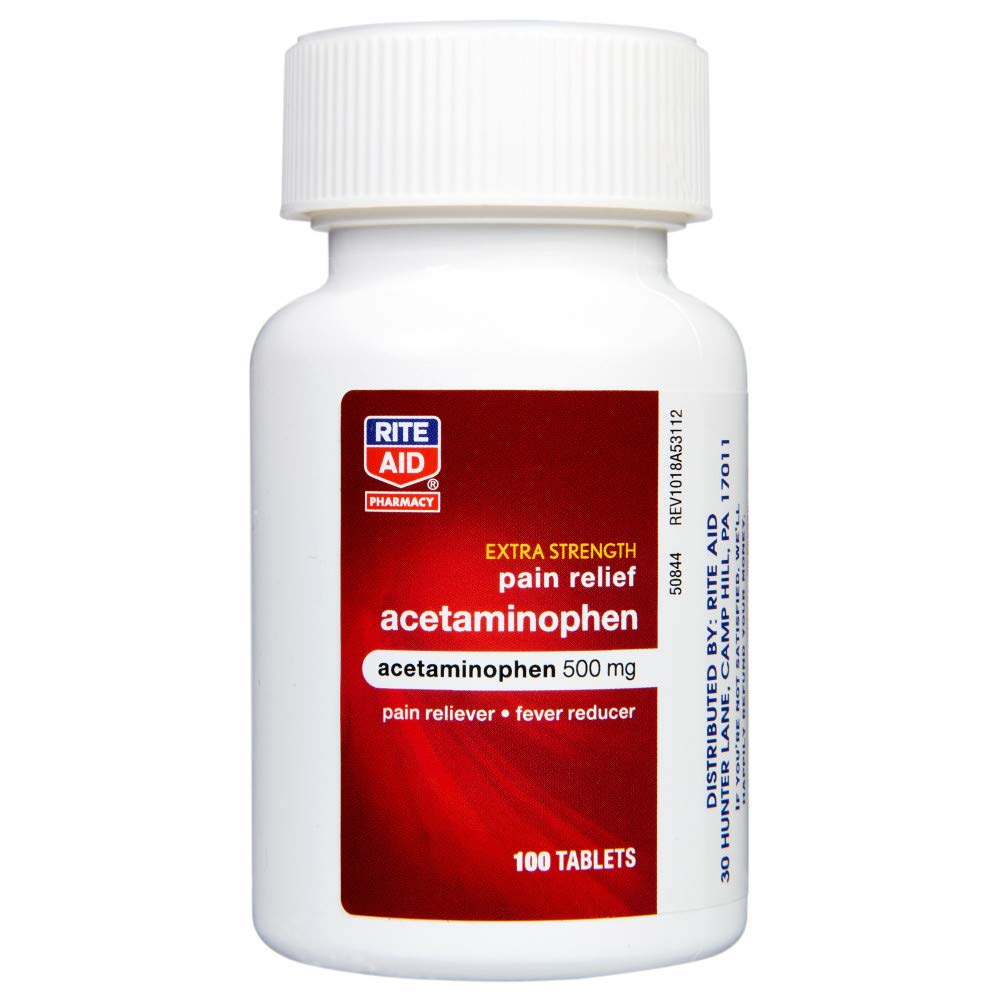 Rite Aid Extra Strength Acetaminophen Easy Tabs Tablets, 500 mg - 100 Count | Pain Reliever & Fever Reducer | Migraine Relief Products | Joint Pain Relief | Muscle Pain Relief | Menstrual Pain Relief