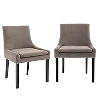 COLAMY Modern Dining Chairs Set of 2, Upholstered Fabric Accent Side Leisure Chairs with Mid Back and Wood Legs for Living Room/Dining Room/Bedroom/Guest Room-Camel