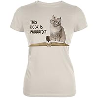Animal World Cat This Book Is Purrrfect Cream Juniors Soft T-Shirt