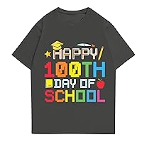 100 Days of School Shirt Teacher Happy 100th Day of School Tshirt Women Casual Cute Tops 100 Days of School Costume