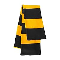 Sportsman Rugby-Striped Knit Scarf One Size Black/Gold