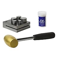 5 Piece Metal Disc Cutting Kit with Brass Hammer and Cut Lube for Punching Rounds