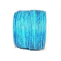 Cords Craft® | 1.5MM Round Leather Cord for Jewelry Making Bracelets Necklace Dog Collar Hobby and DIY Craft Beading Work | Roll of 20 Meters Leather Cord (Vintage Turquoise)