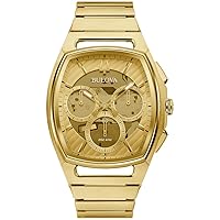 Bulova Men's CURV Chronograph Gold-Tone Stainless Steel Bracelet Watch | 41mm | 97A160