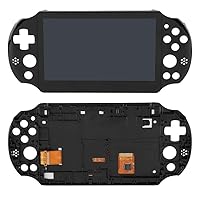 LCD Screen Display Touch Panel Digitizer Assembly with Frame Faceplate Replacement for Sony Playstation PS Vita PSV 2000 Game Console Black