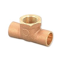 Everflow Supplies CCFT0034-NL C X C X F Cast Brass Tee Fitting with Solder Cups and Female Threaded Branch, 3/4