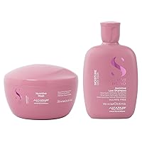 ALFAPARF MILANO Semi Di Lino Moisture Nutritive - Deep Conditioning Hair Mask (6.76 oz) & Moisturizing Shampoo for Color Treated Hair (8.45 oz) - Add Shine & Gloss - Sulfate, Paraben, & Paraffin Free