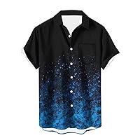 Hawaiian Bowling Shirts for Men Short Sleeve Button Down Gradient Shirt Casual Beach Shirts Fashion Party Shirt