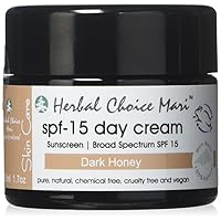 Natural SPF-15 Moisturizing Day Cream by Herbal Choice Mari (Dark Honey, 1.7 Fl Oz Glass Jar) - Made with Organic Ingredients - No Toxic Synthetic Chemicals