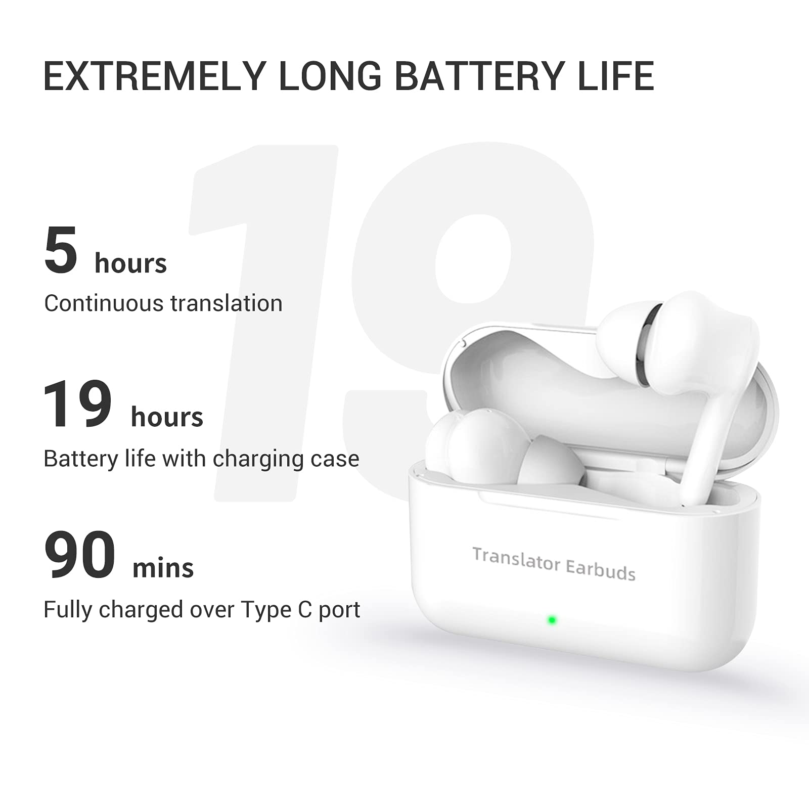 ANFIER Language Translator Earbuds M6 Support 71 Languages & 56 Accents 0.5s Real Time Translation, for Music and Calling, Wireless Translator Device with APP Fit iOS & Android