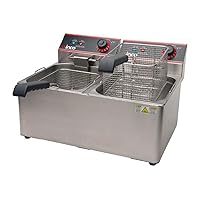 Winco Commercial-Grade Electric Countertop Deep Fryer, Dual Well,Silver