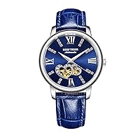 REEF TIGER Luxury Brand Ladies Watch Automatic Women Diamond Watches Waterproof Leather Band RGA1580