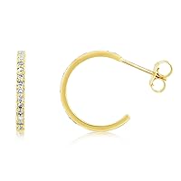 1/4ctw Natural Diamond C Hoop Earrings 10K Gold