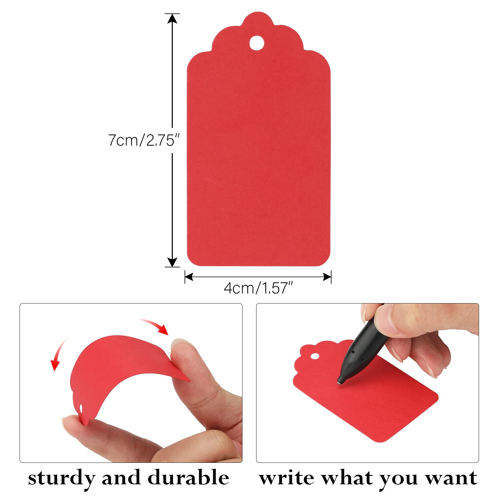 G2PLUS Christmas Gift Tags,100PCS Red Paper Gift Tags with String, 2.75''×1.57'' Blank Labeling Tags for DIY Arts&Crafts,Gift Wrapping
