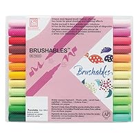 Kuretake ZIG BRUSHABLES 24 Brush Marker Pens set, TWO-TONED 48 Colors, Twin brush tips, Waterproof when dry, No mess, Archival Quality, Made in Japan