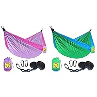Kids Hammock 2-Pack - 6.5 x 3.3 ft, Pink & Purple and Blue & Green