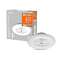 LEDVANCE Smart WiFi LED Ceiling Fan Light, Round, White, Dimmable, Adjustable Air Speed Including Remote Control, Controllable via App and Voice Assistant, Easy Assembly