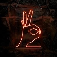 Okay Hand Gesture Sign Approval Ok Finger Showing Great Neon Sign, Handmade EL Wire Neon Light Sign, Home Decor Wall Art, Ice Blue
