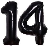 40 Inch Giant Black Number 14 Balloon, Helium Mylar Foil Number Balloons for Birthday Party, 14th Birthday Decorations for kids and adults, 14 Year Anniversary Party Decorations Supplies