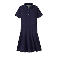 French Toast Girls' One Size Adaptive Short Sleeve Polo Dress with Hidden Hook and Loop Placket Closure