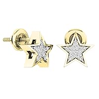 Dazzlingrock Collection 0.07 Carat (ctw) Round White Diamond Star Stud Earrings for Women in 14K Gold