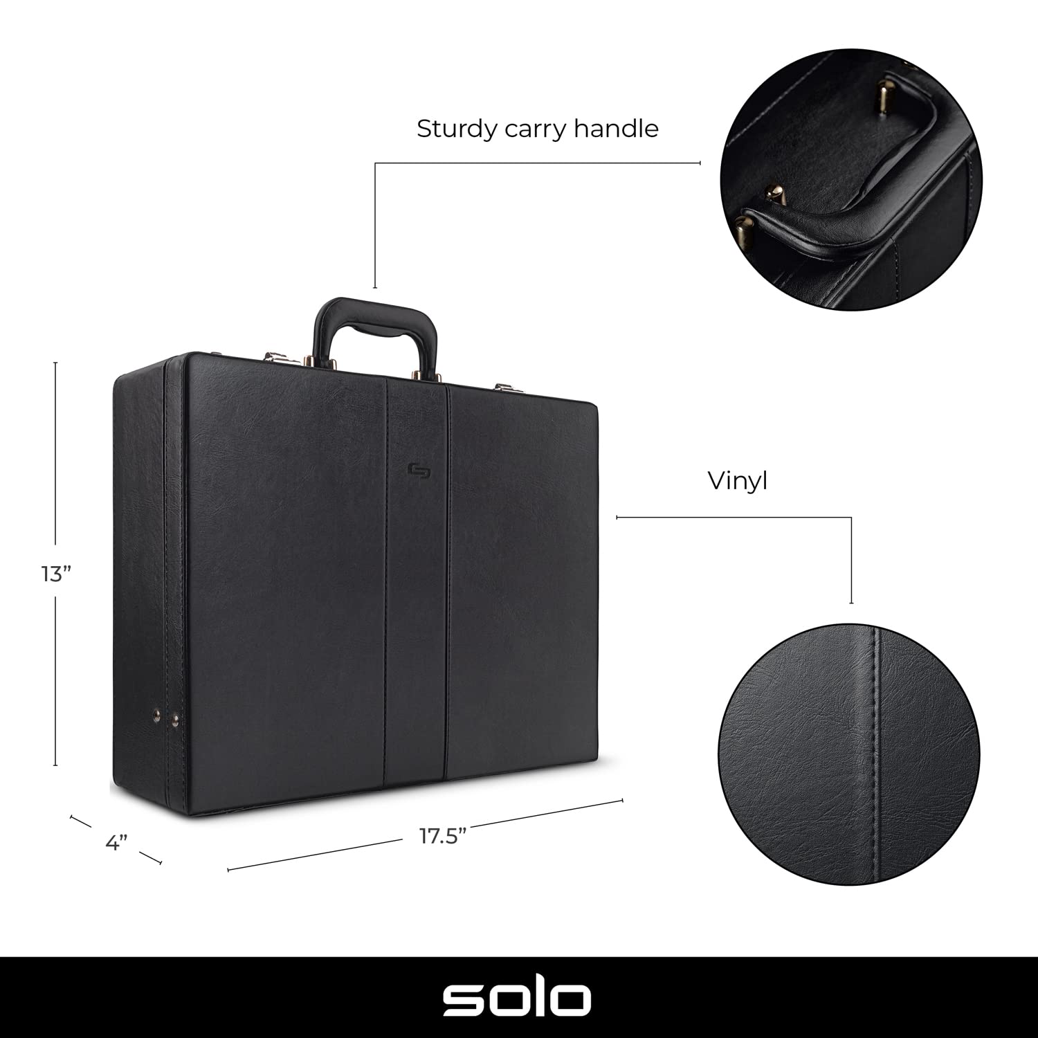 Solo Grand Central Attaché Briefcase with Combination Locks, Black