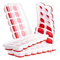 4 Pack Ice Tray Durable & Flexible, Silicone 14 Ice Cube Tray for Freezer With Lid, Super Easy Release Stackable BPA Free for Drinks & Cocktail